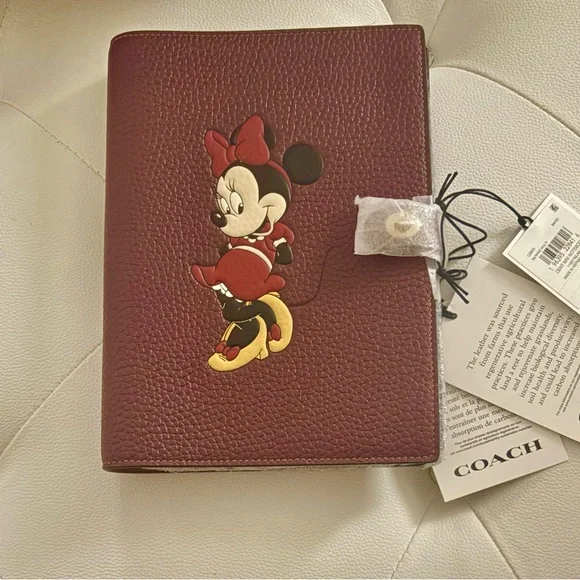 NEW Coach x Disney Minnie Mouse Wine Multi Regenerative Leather Notebook Journal